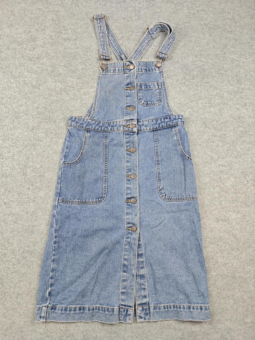 BDG Dress Womens 6 Blue Overall Midi Denim Button Front Pockets Casual